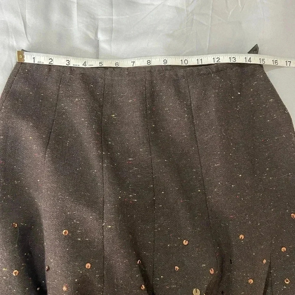 COLD WATER CREEK SKIRT BROWN WOOL TWEED ALINE MID LENGTH PLEATED SIZE 4 - Picture 10 of 13